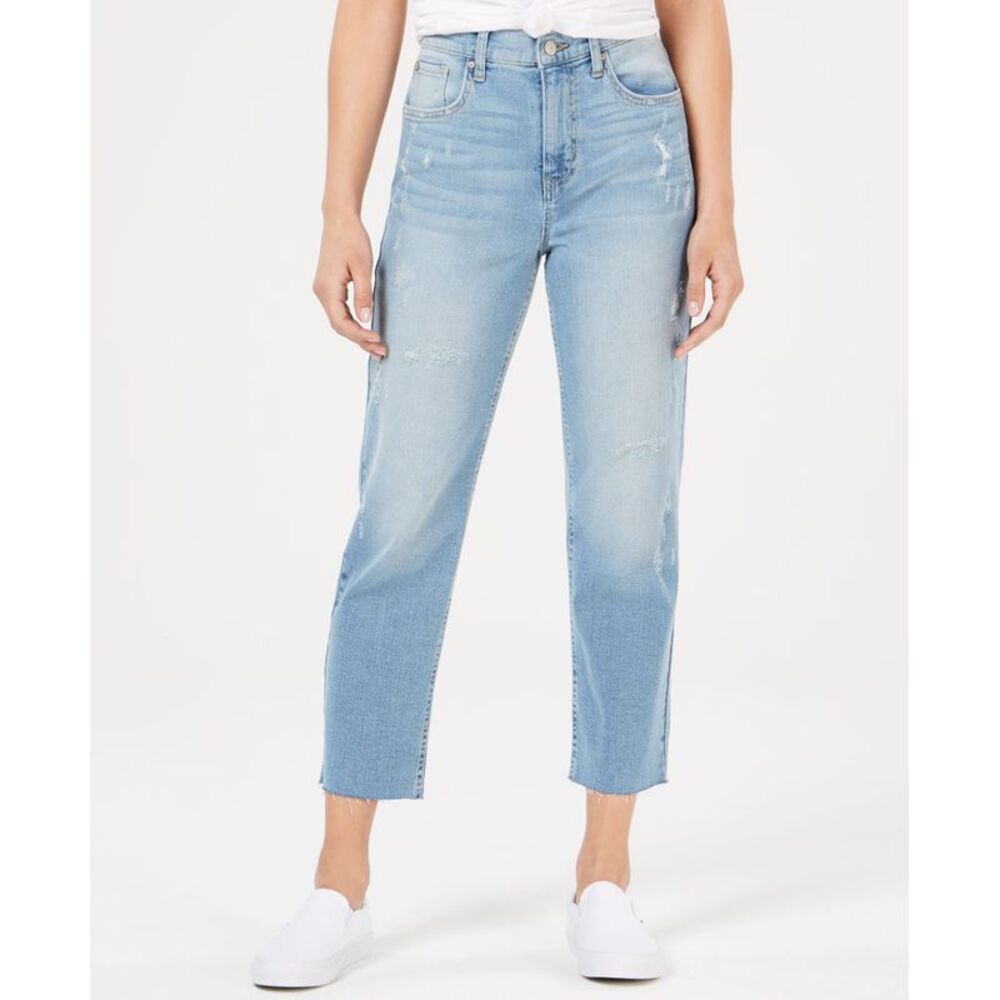Black Daisy Juniors' Bella Cropped Raw-Edged Jeans